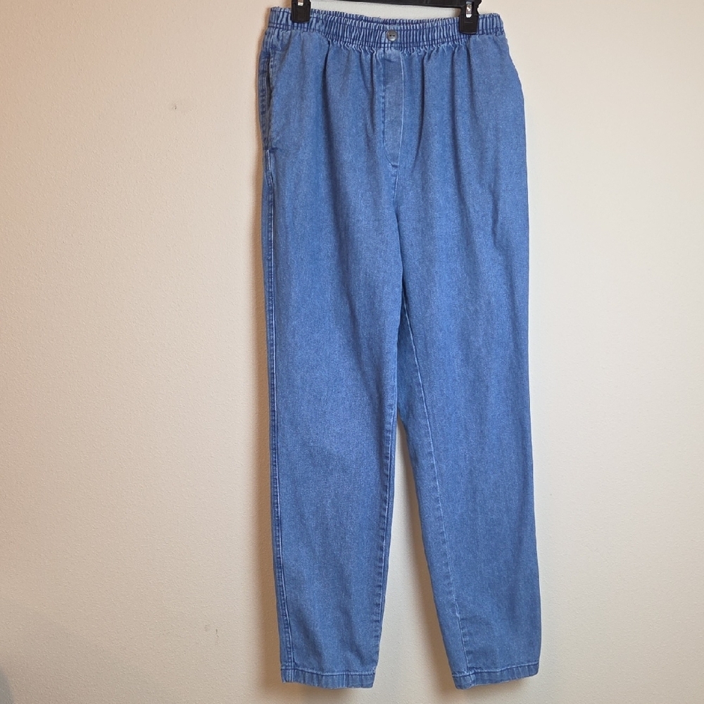 Woman Within Light Blue Elastic Waist Denim Jeans Size 14W‎ Tall